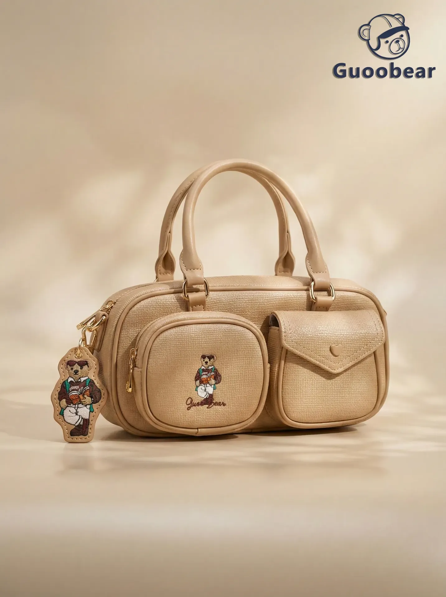 Apricot embroidered handbag/crossbody bag