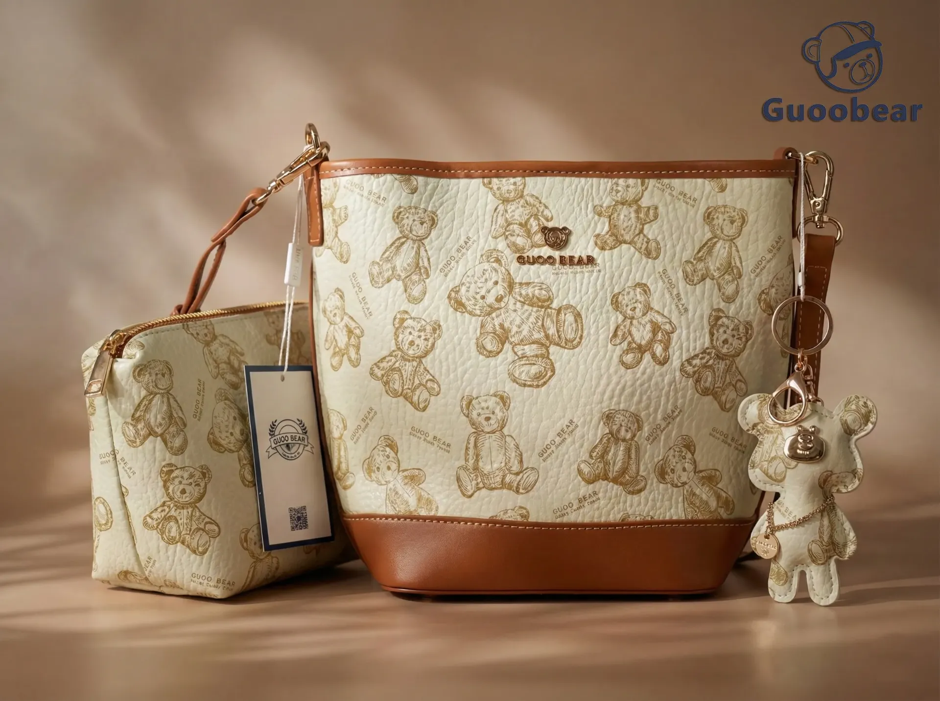 Off-white graffiti bear bucket bag