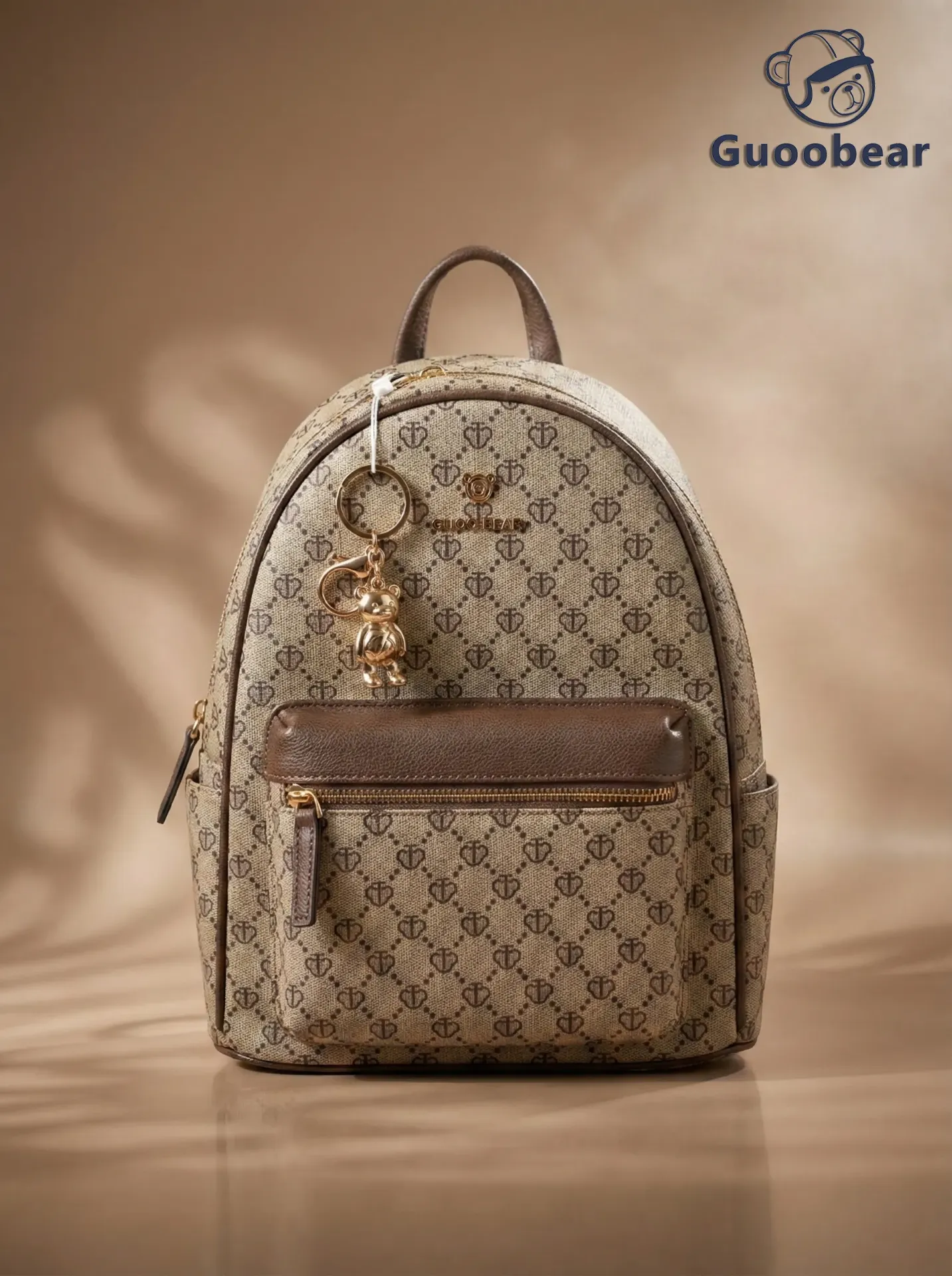 Coffee-colored mesh bear head backpack